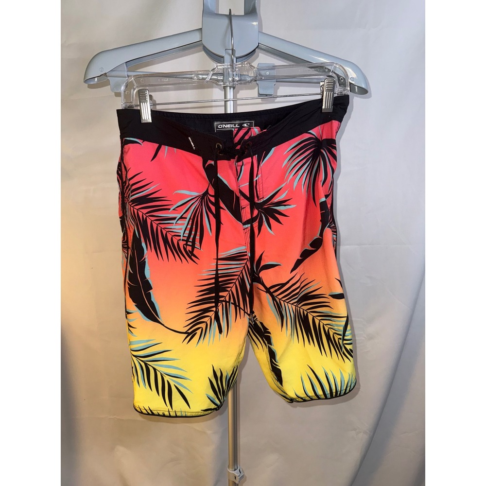 ONeill Hyperfreak Mens Board Shorts Sunset‎ Gradient Palm Print Swim Trunks